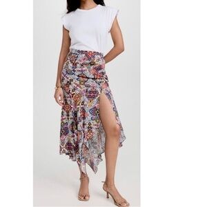 Veronica Beard Mac Handkerchief midi skirt in bright paisley print women’s 8